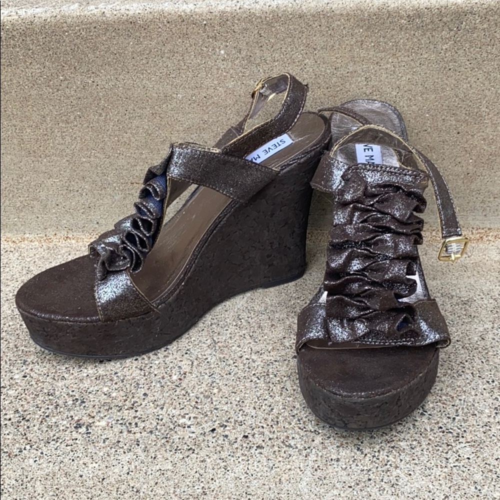 Steve Madden Wedge sandals - brown/silver 8M